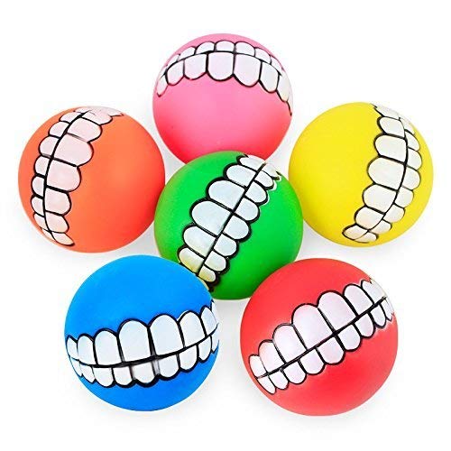 Funny Pet Dog Ball Teeth Silicon Toy Chew Squeaker Squeaky Sound Dogs Play Toys1 Piece(Color May Vary)