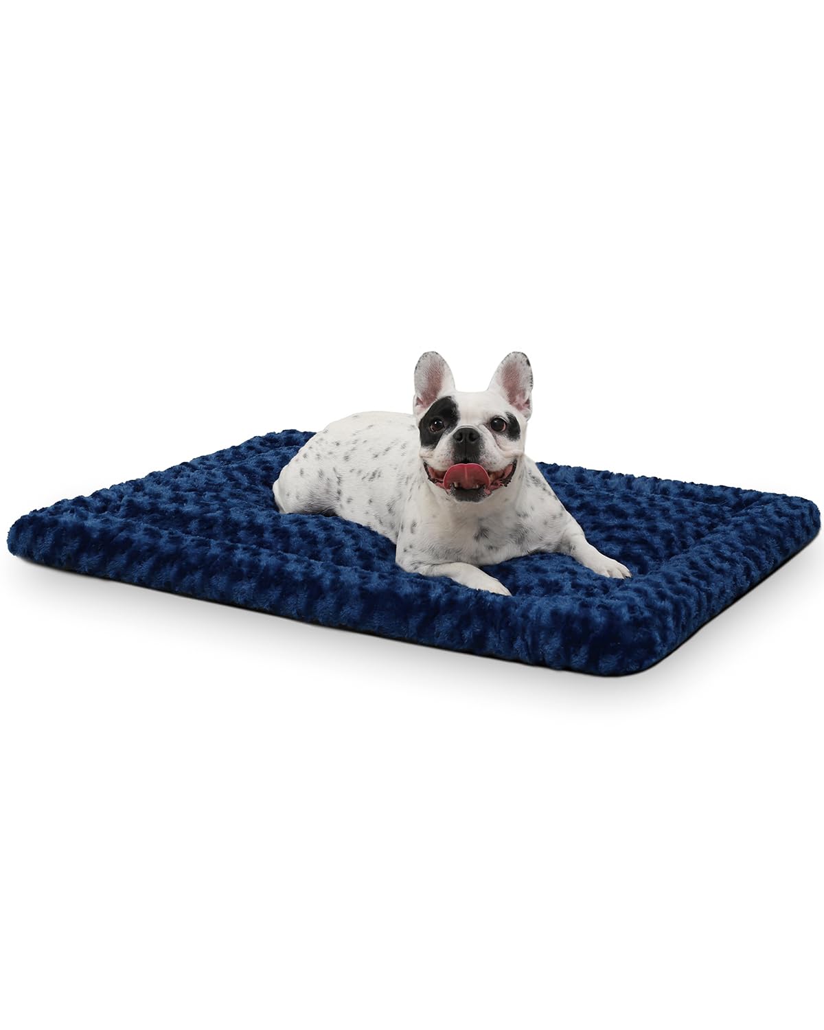 Washable Dog Bed Mat Reversible Dog Crate Pad Soft Fluffy Pet Kennel Beds Dog Sleeping Mattress For Large Jumbo Medium Small Dogs, 35 X 22 Inch, Blue