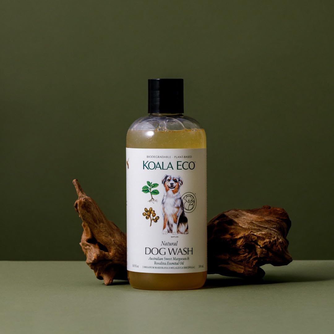 Koala Eco Natural Dog Cleaner, Plant Based Pet Shampoo, Hypoallergenic, Sweet Marjoram & Rosalina Essential Oil -16oz