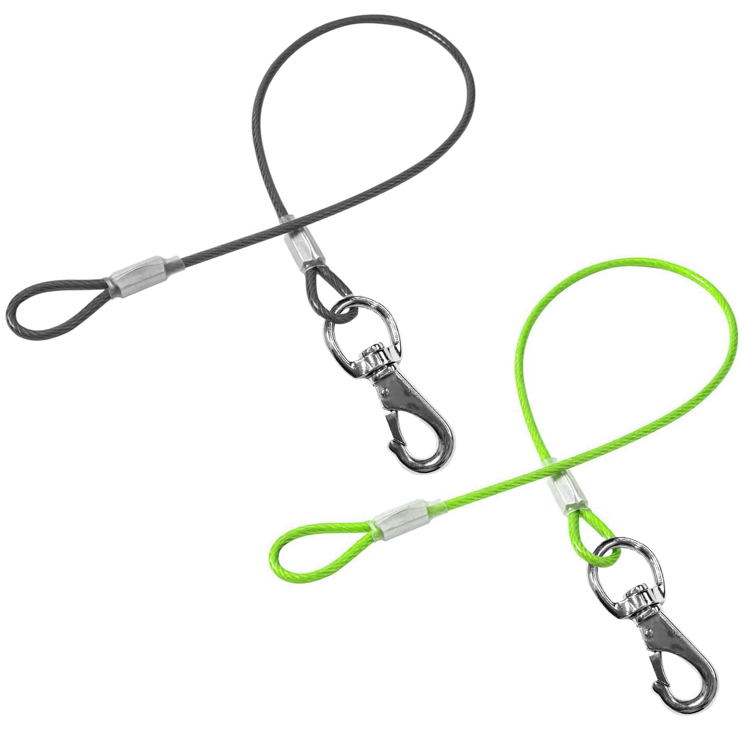 Mi Metty Chew Proof Dog Leash,2Pack Extension Metal Cable Lead,No Tangle Dual Dog Leashes,Multiple Leash for 2 Dogs,DHeavy Duty 