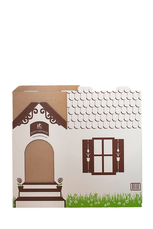 Disposable Ten Second Litter Boxes For Kitty/Cats (10 Count + 1 Cottage). Biodegradable Solution For Quick And Easy Disposal. Made Of Recyclable Material. (10-Pack + Cottage)