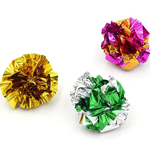 Ismarten 10 Packs Crinkle Balls Cat Toys For Indoor Cats, Lightweight Shiny Crinkle Paper Ball For Kitten (Random Color) (3.94 I