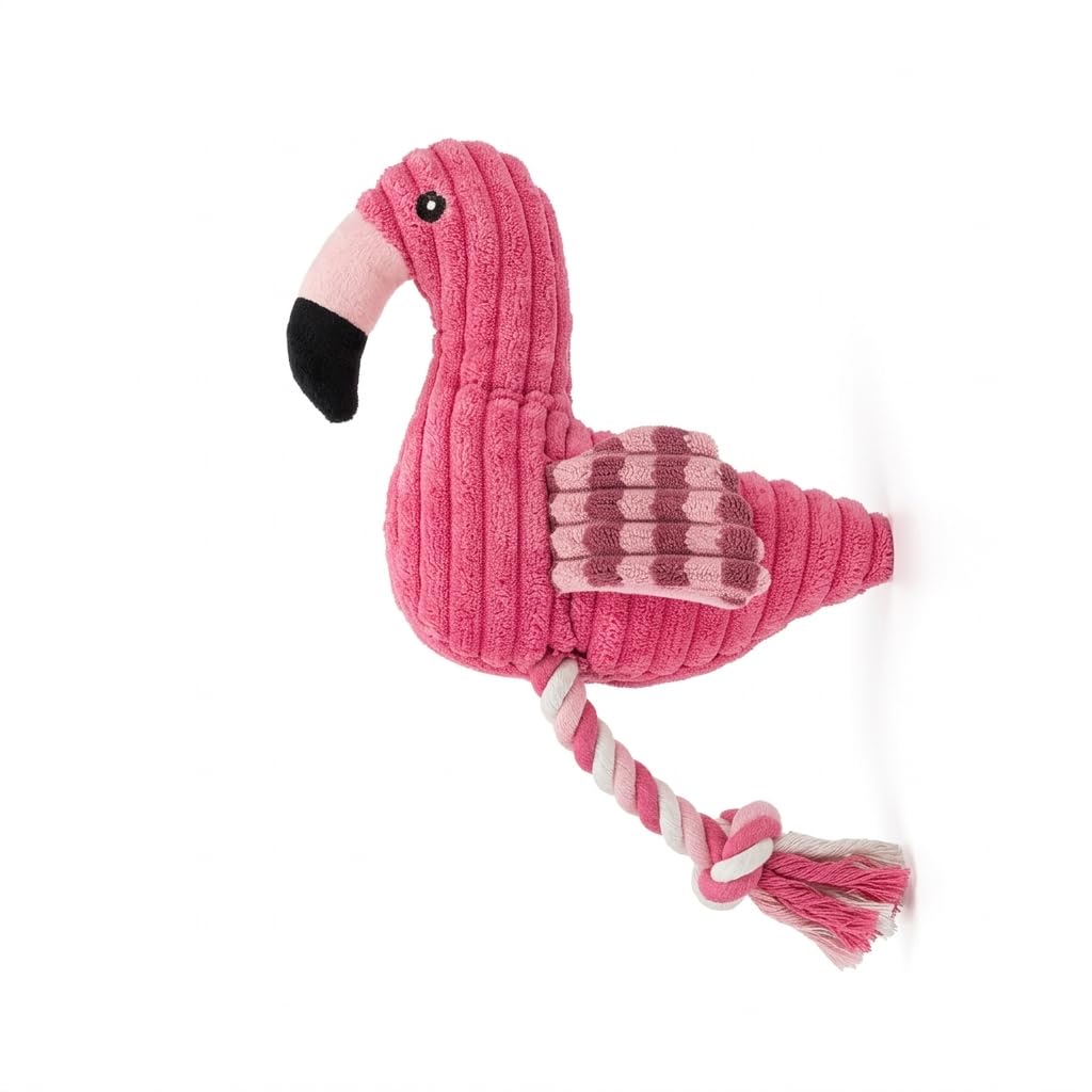 Urban Pet Shop | Flamingo Dog Toy with Rope  Plush Squeaky Toy with Tug Rope for Dogs | Soft Chew & Interactive Toy for Puppies