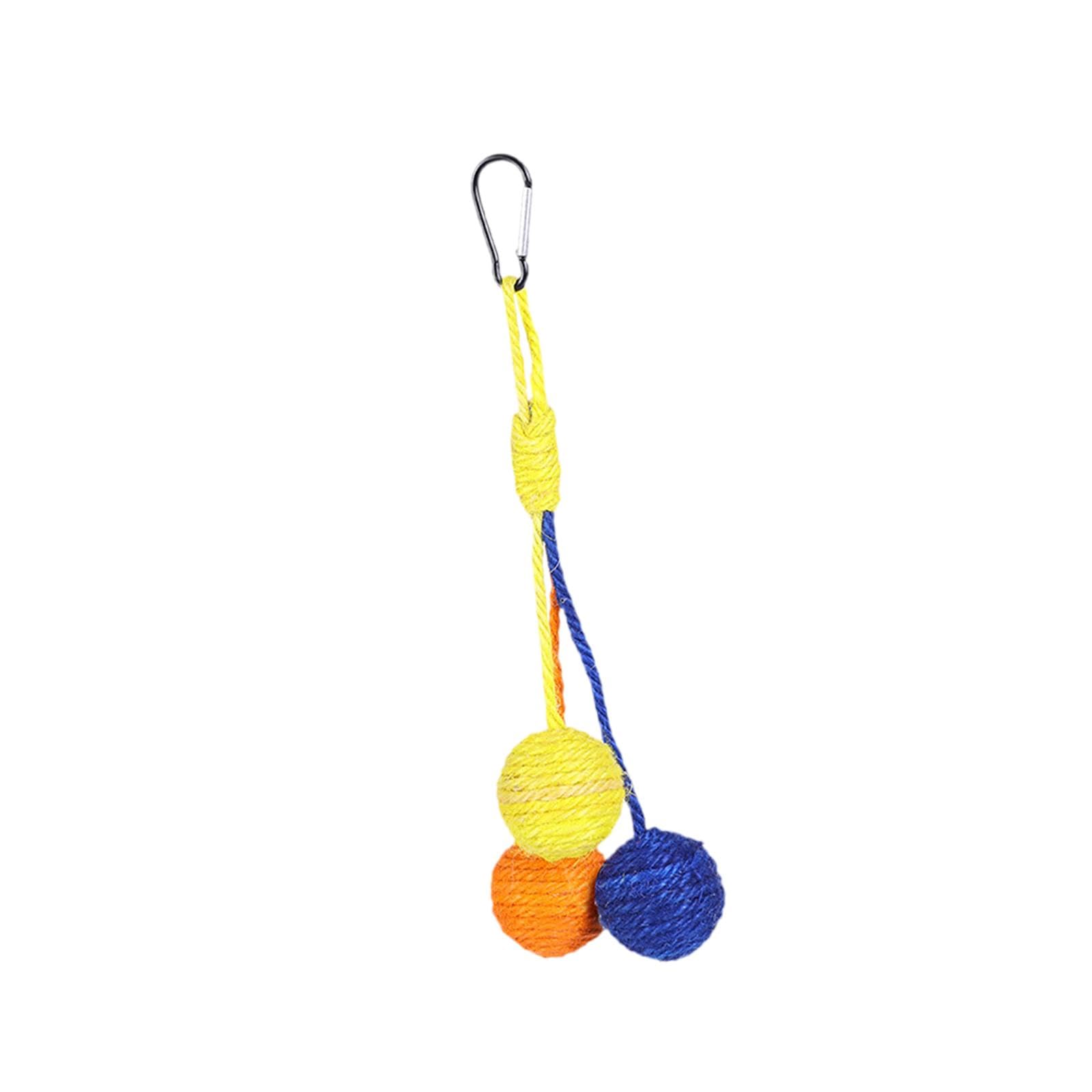 Ecomistiq Cat Toy Sisal Ball Self Play Bite Pet Gift Funny Hanging Interactive Yellow Orange Blue| Toys| Supplies |Pet
