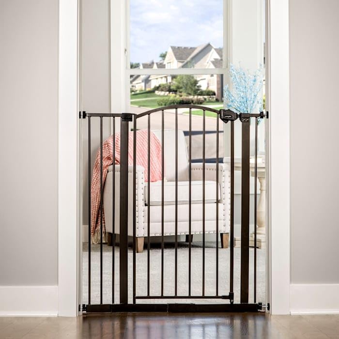 Regalo Easy Step Extra Tall Arched Décor Walk Thru Baby Gate, Includes 4-Inch Extension Kit, 4 Pack Pressure Mount Kit And 4 Pack Wall Mount Kit, Bronze, 36-Inches Tall (Pack Of 1)