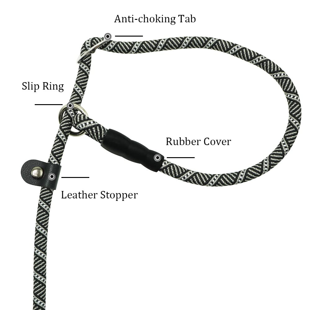 Yucforen 10Ft / 20Ft Long Slip Lead Dog Leash, 3/8'' Thick Nylon Reflective Rope Anti-Choke Training Lead For Medium Large Dogs