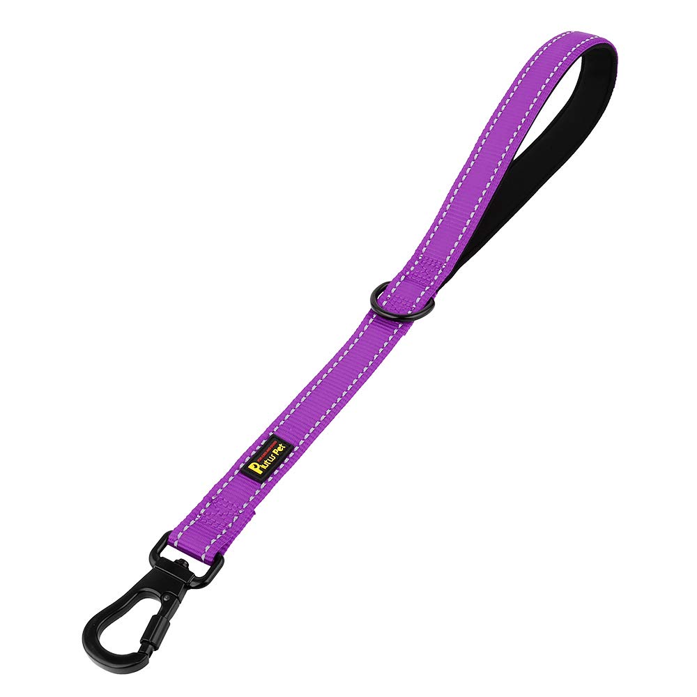 Plutus Pet Short Training Dog Leash With Padded Handle For Medium Large Big Dogs,18 Inch Heavy Duty Strong Traffic Leash With Carabiner Clip For Climbing Walking Or Guiding Blind (18',Purple)