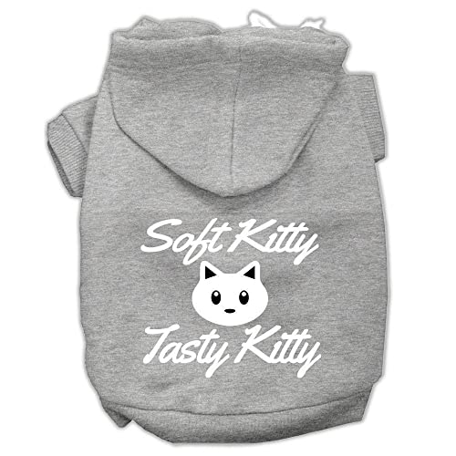 Pet Dog & Cat Hoodie Screen Printed, Soft Kitty, Tasty Kitty Gray SM (3-6 lbs.)