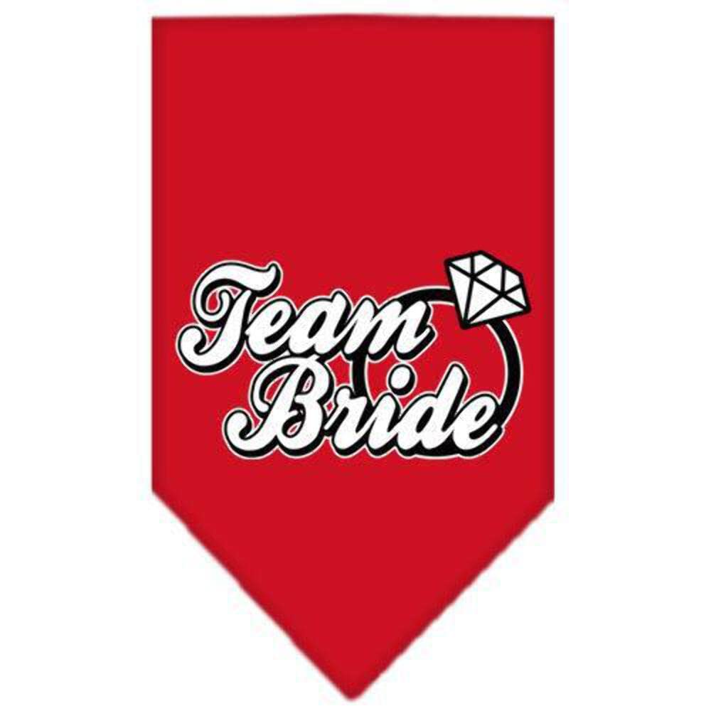 Pet and Dog Bandana Screen Printed, &quot;Team Bride&quot; Red Large