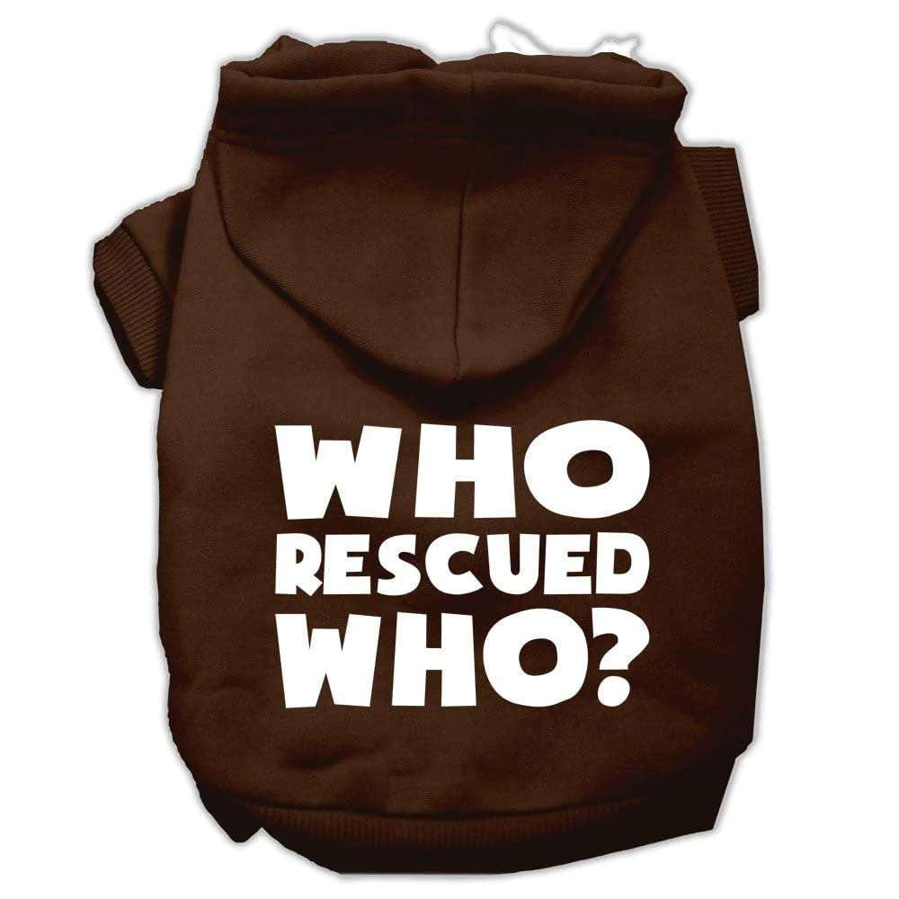 Mirage Pet Products Who Rescued Who Screen Print Pet Hoodies, X-Small, Purple