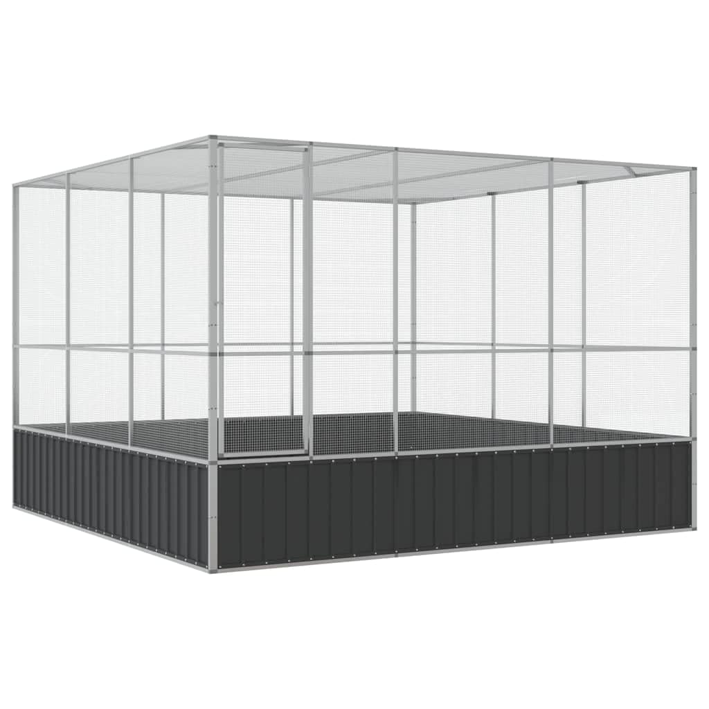 ** vidaXL Aviary Silver 122.4x120.9x83.5 - Galvanized Steel Bird Cage with Lockable Door and Steel Mesh Grids for Outdoor and Indoor Use-Like New Condition