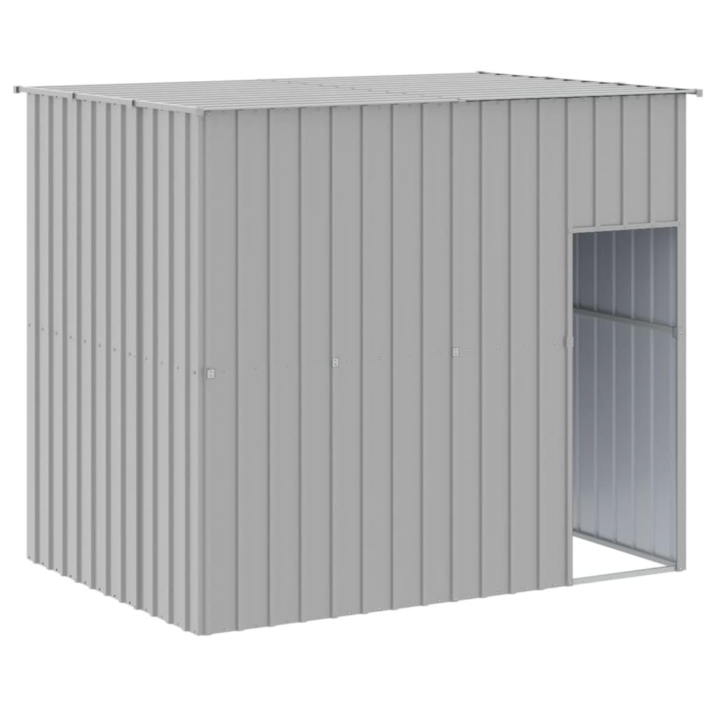 vidaXL Dog House, Dog Kennel with Roof, Dog Cage with Lockable Door and Latch, Pet House for Small Animals, Light Grey Galvanised Steel, 214 x 153 x 181 cm, 172372