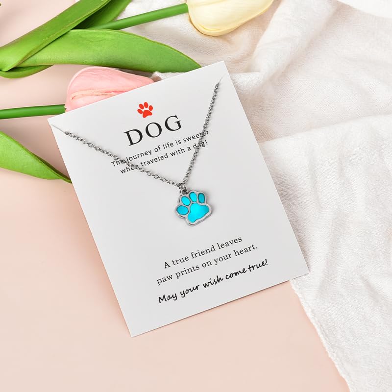 Siopue Dog Paw Print Necklace for Women Dogs Lover Christmas Birthday Gifts for Women Dog Owner Pet Memorial Gifts Dogs Print Gl