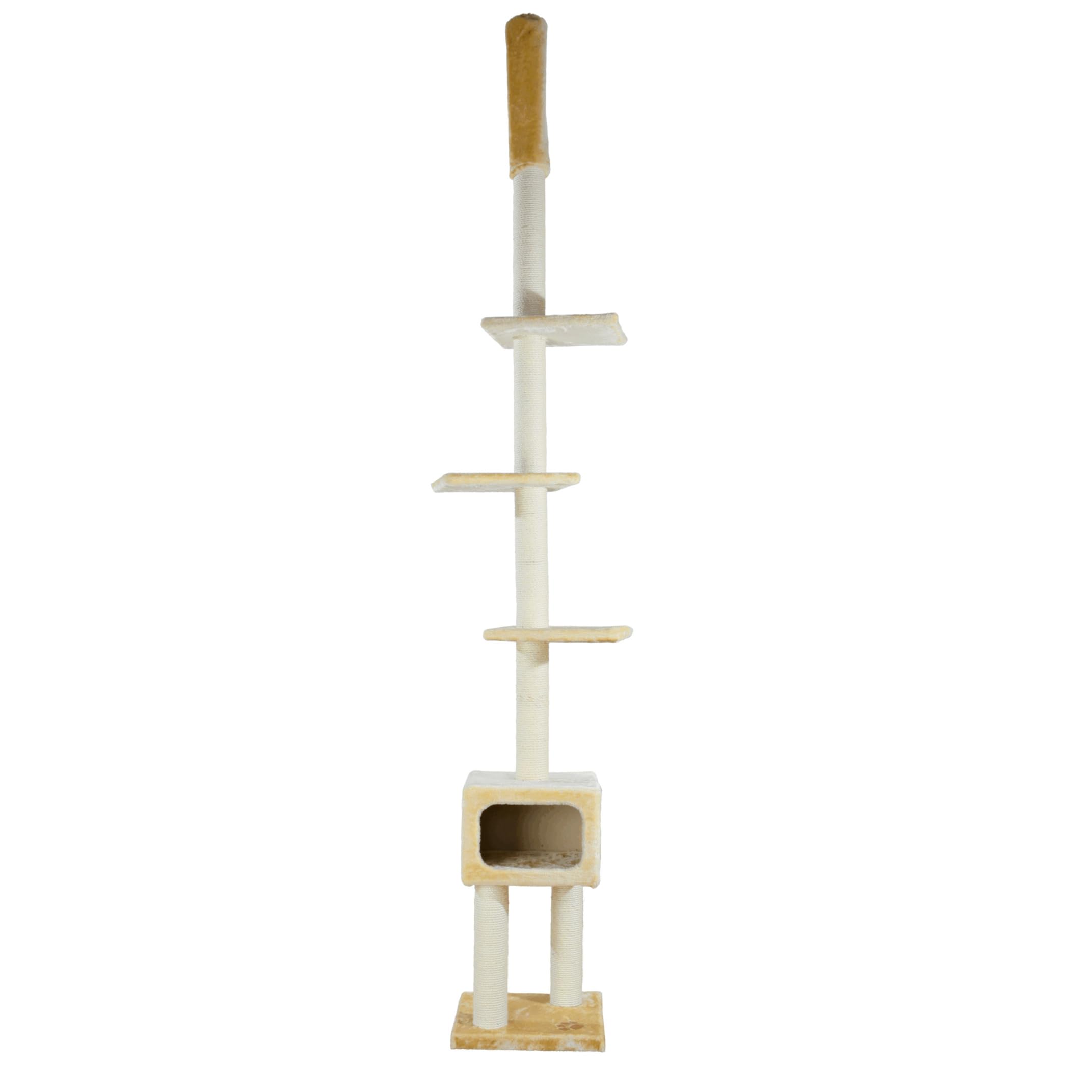 Trixie Santander Floor To Ceiling Cat Tower, Adjustable 96'-108' Height Sisal Cat Scratcher, Cat Condo, Platforms