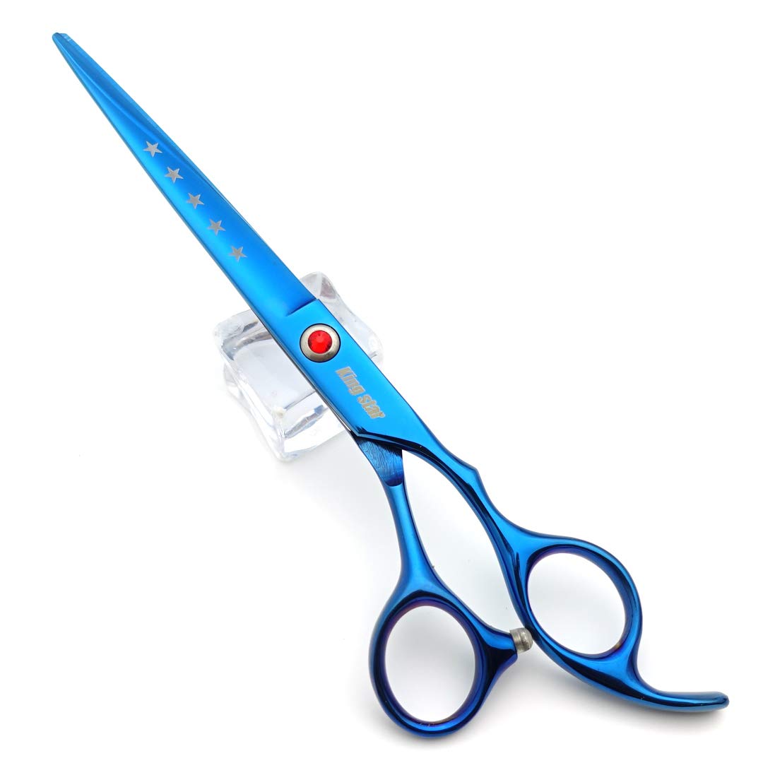 7.0In Titanium Blue Professional Pet Grooming Scissors Set,Straight & Thinning & Curved Scissors 4Pcs Set For Dog Grooming,(Blue