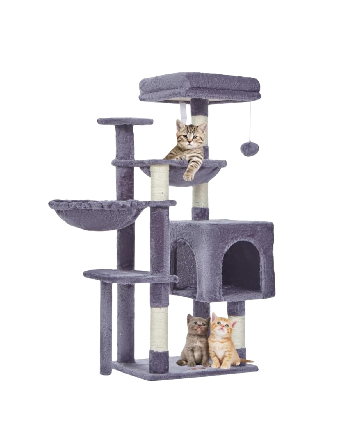 Taoqimiao Cat Tree, 39.4-Inch Cat Tower For Kittens, Cat Tree Tower With 5 Scratching Posts, Plush Cat Condo With Plush Perch, 2