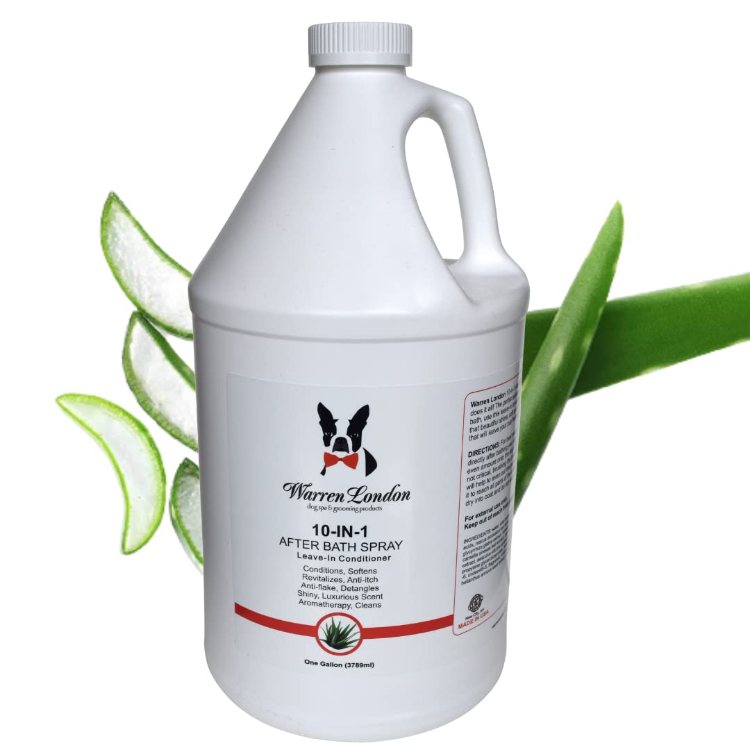 Warren London 10-In-1 After Bath Dog Spray 16Oz Bundle With Dematting Rake Brush | Dog Leave In Conditioner And Detangler Spray With Dog Grooming Brush