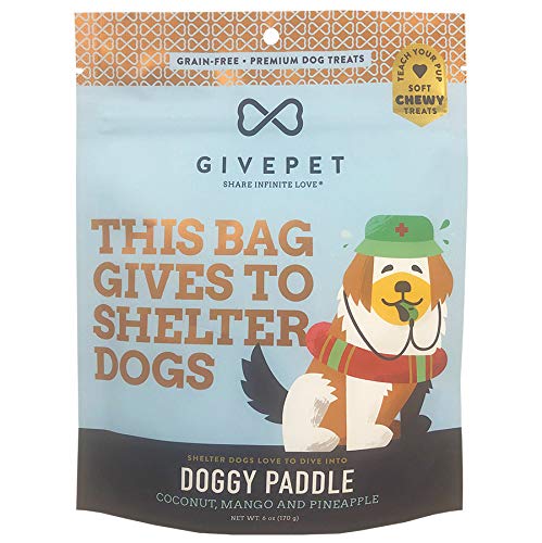 Givepet Doggy Paddle Dog Treats, 11 Oz Premium Dog Training Treats, Grain-Free With No Artificial Flavors - Coconut,Mango And Pineapple Dog Snacks - Dog Treat Bag, Made In Usa