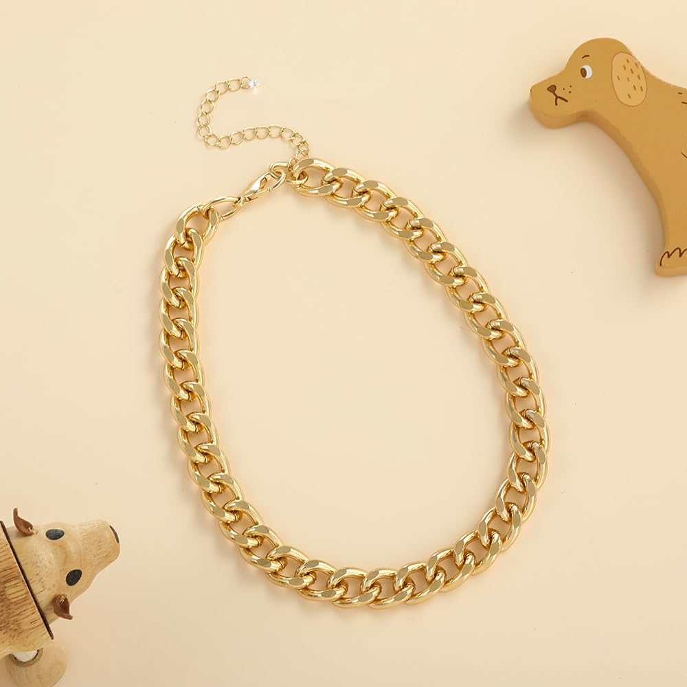 Madison Tyler Dog Gold Chains Necklace | Cuban Link Durable Dog Necklace | Cute Fashion Pet Collar | Light Metal Jewelry Bold Ch