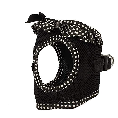 Doggie Design No Choke Dog Harness - Simple Step-In And Go Dog Vest For Small, Medium, And Large Breeds - Breathable Mesh Polyester Pet Harness - Black And White Polka Dot - Xl