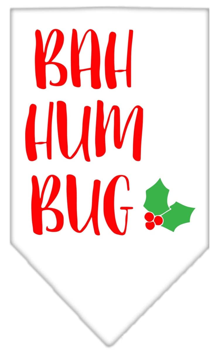 Christmas Pet and Dog Bandana Screen Printed, "Bah Humbug" White Large