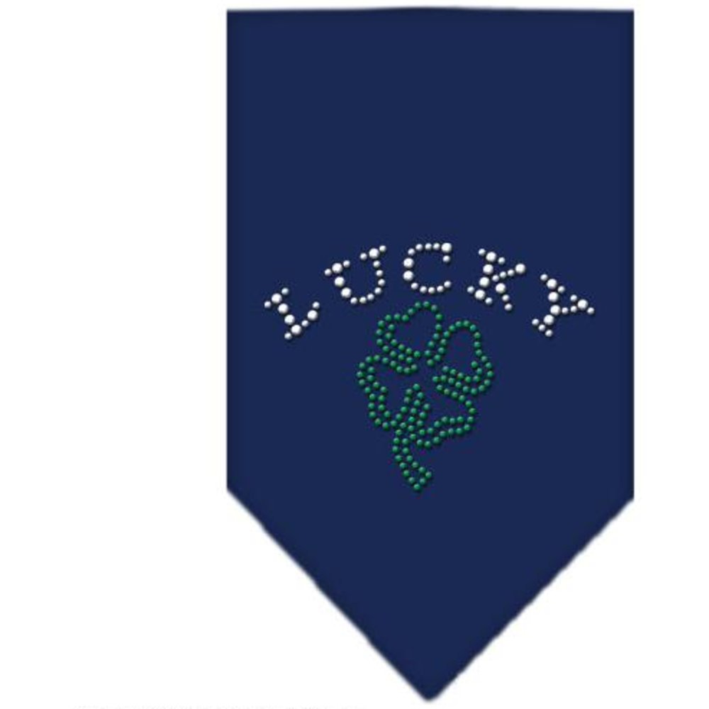 Mirage Pet Products Four Leaf Clover Rhinestone Bandana, Large, Navy Blue