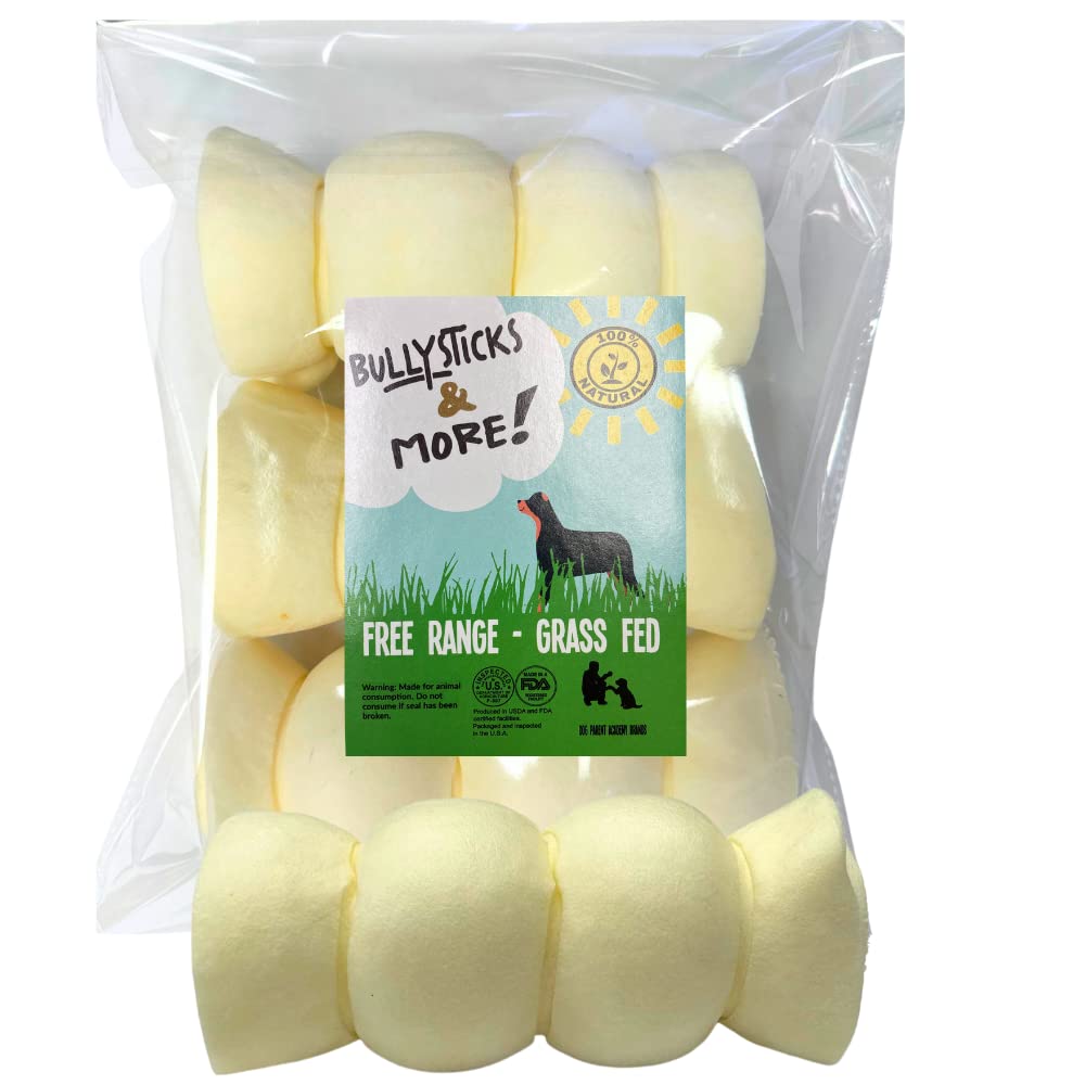 BULLYSTICKS & MORE 6 Inch Beef Cheek Rolls for Dogs (6 Extra Thick - 3 Count) - Beef Cheek Bones for Dogs - Dog Parents Choice -