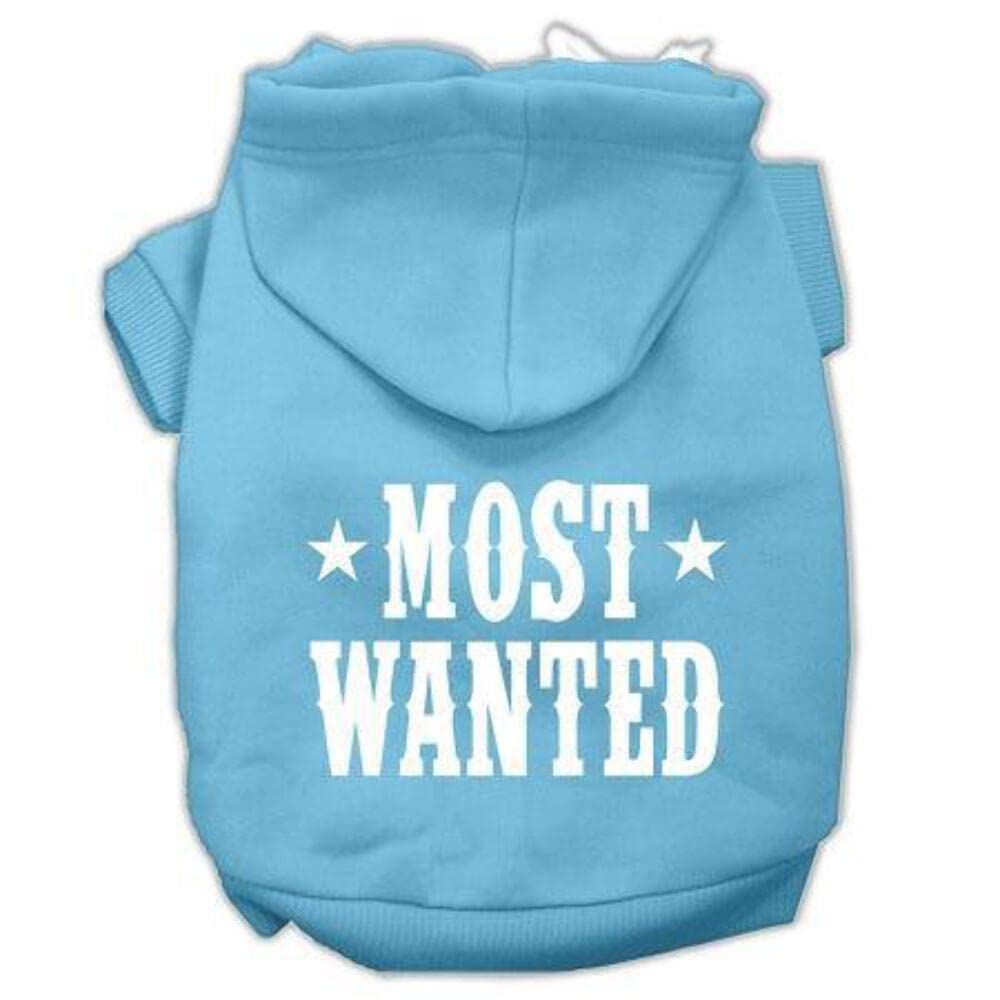 Pet Dog & Cat Hoodie Screen Printed, 'Most Wanted' Light Pink Xl (14-20 Lbs.)