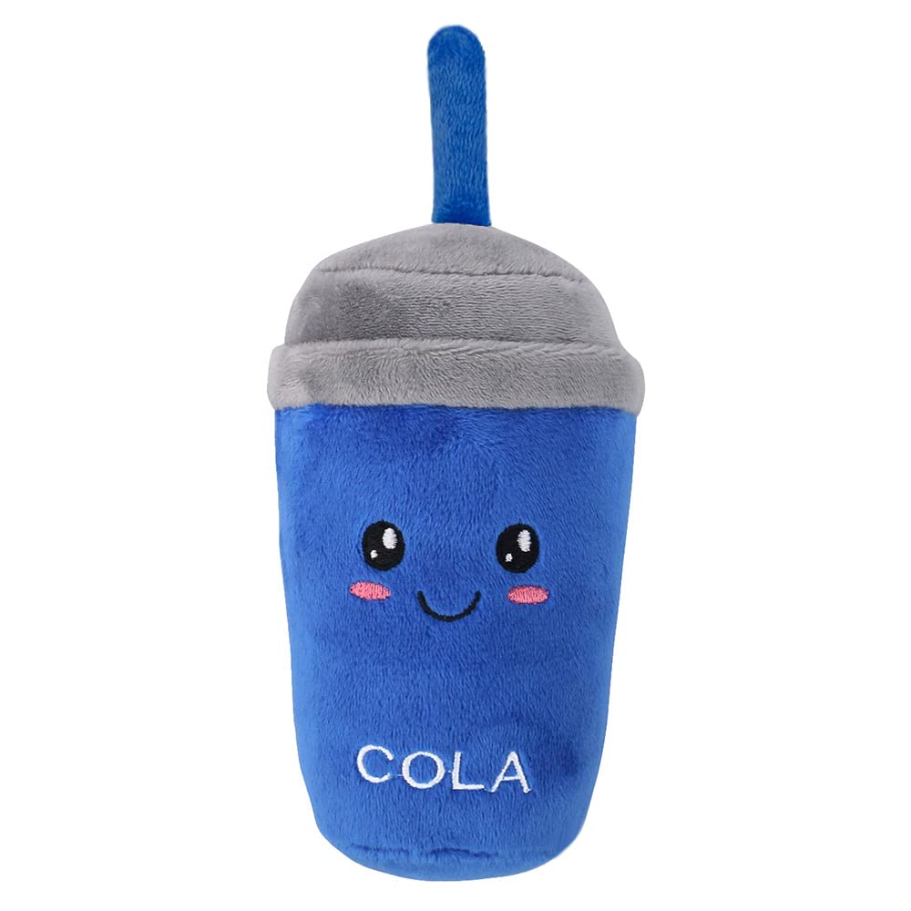 KUTKUT Squeak Cola Shape Dog Plush Toys Cuddly Toy Robust Puppy Gift for Small Medium and Large Dogs Squeaky Chew Toys for Dogs