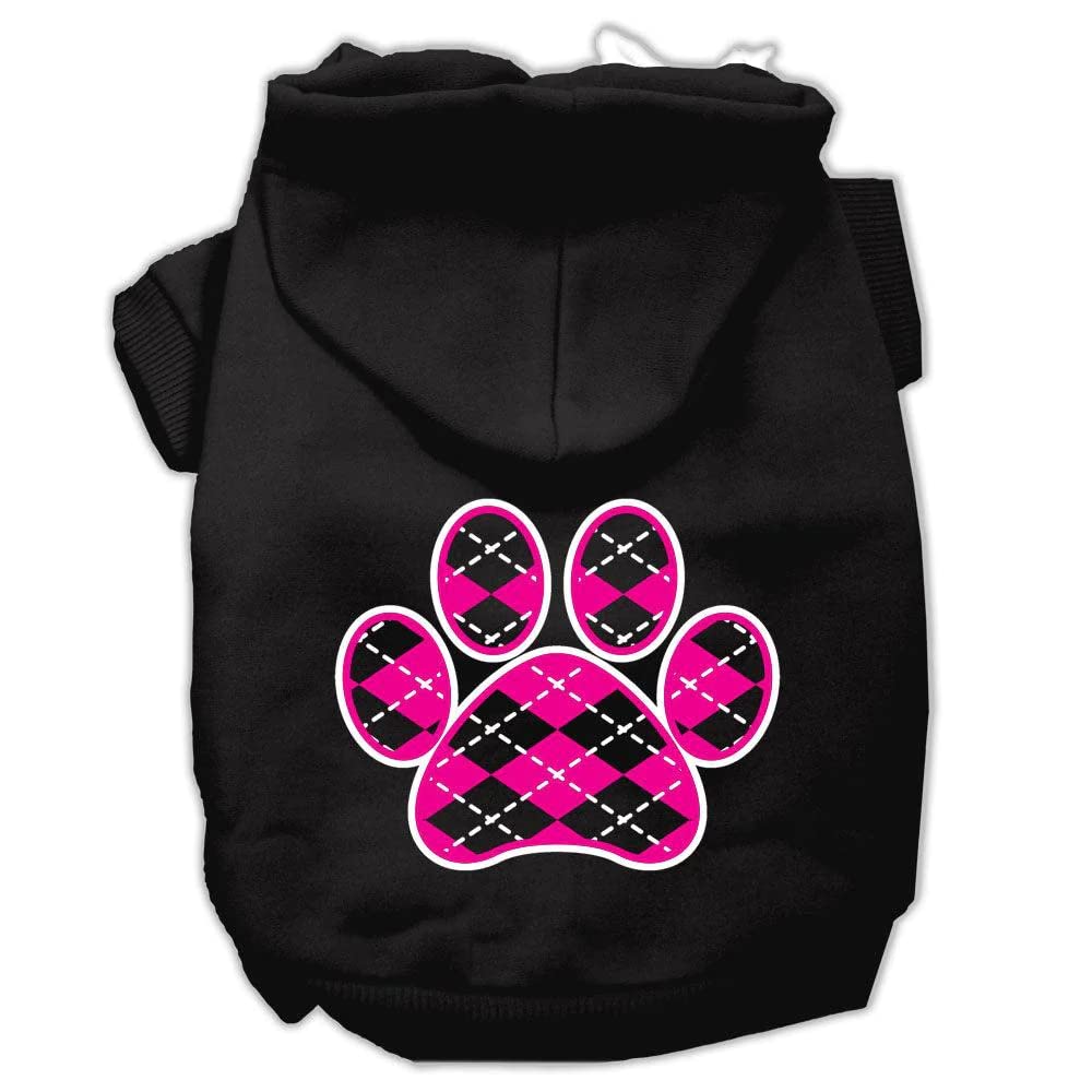 Mirage Pet Products 10&quot; Argyle Paw Pink Screen Print Pet Hoodie, Small, Grey