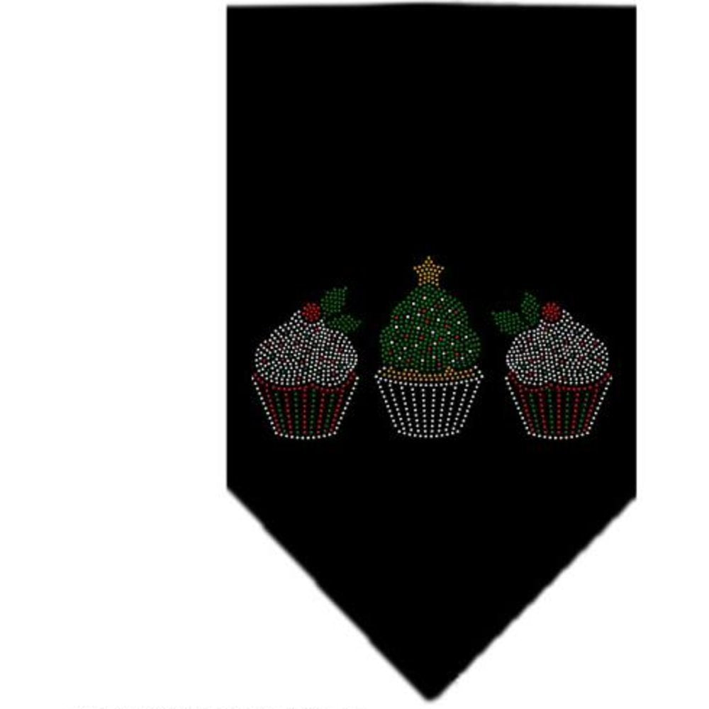 Christmas Pet and Dog Bandana Rhinestone, &quot;Christmas Cupcakes&quot; Black Small