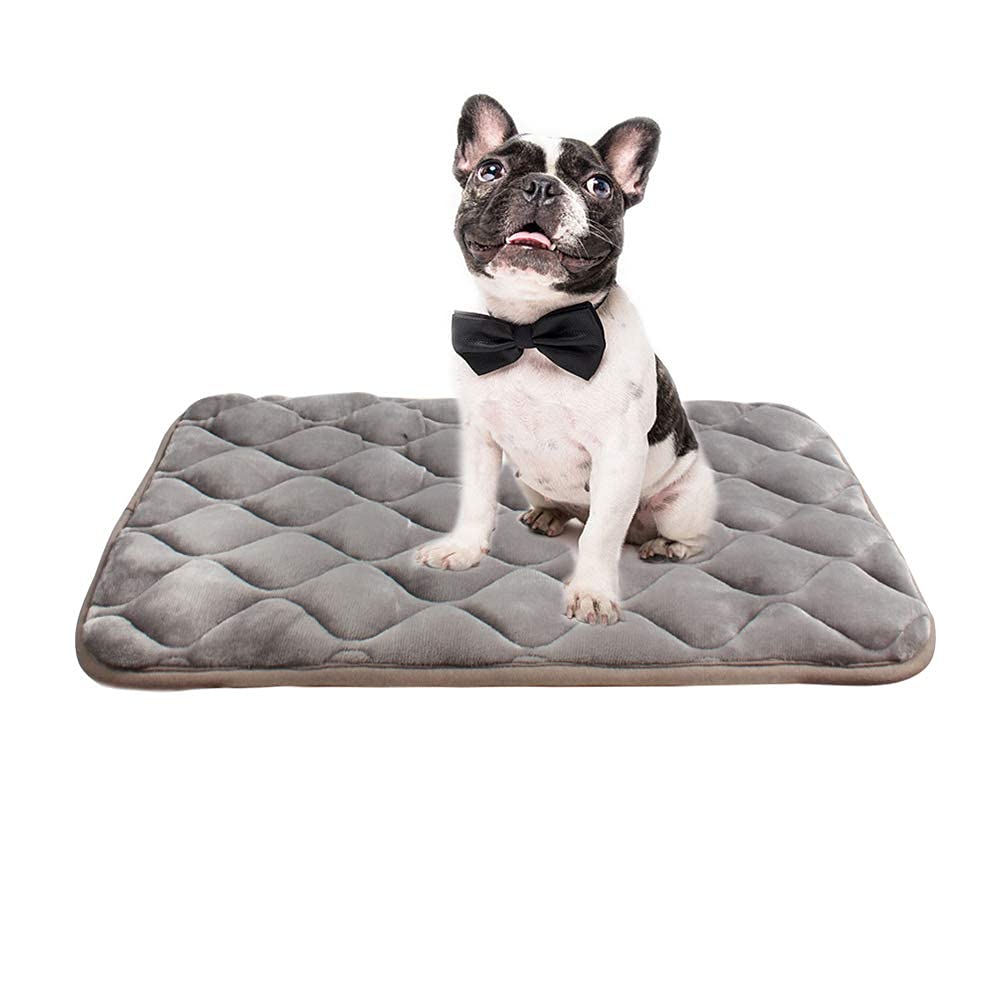 furrybaby Dog Bed Mat - Soft Crate Mat with Anti-Slip Bottom, Machine Washable, 36"x23", Sliver Grey