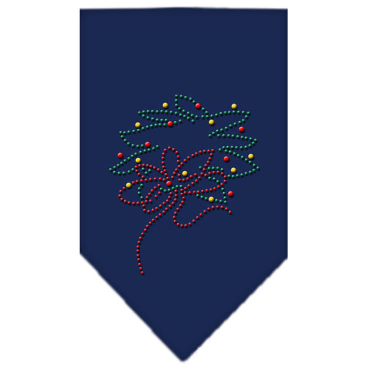 Christmas Pet and Dog Bandana Rhinestone, &quot;Wreath&quot; Navy Blue Small