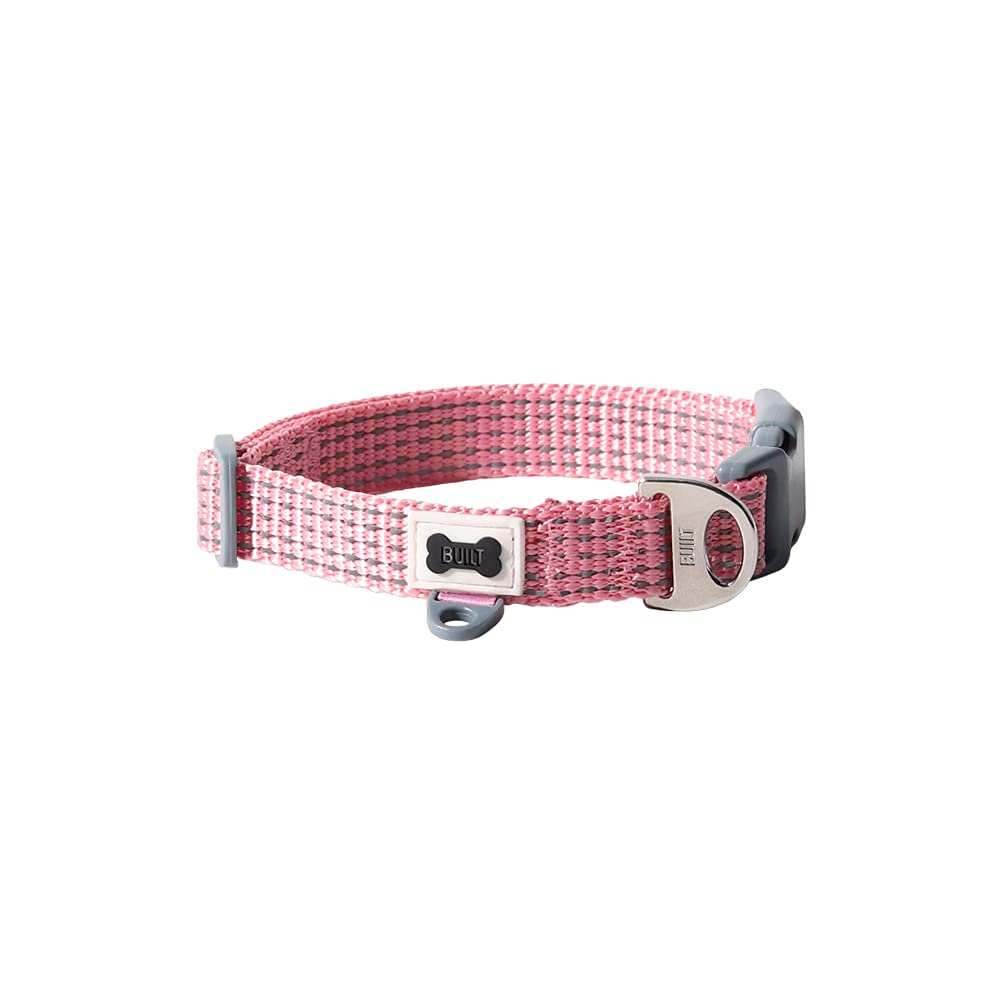 Built Pet Nightsafe Dog Collar Small, Pink And Gray