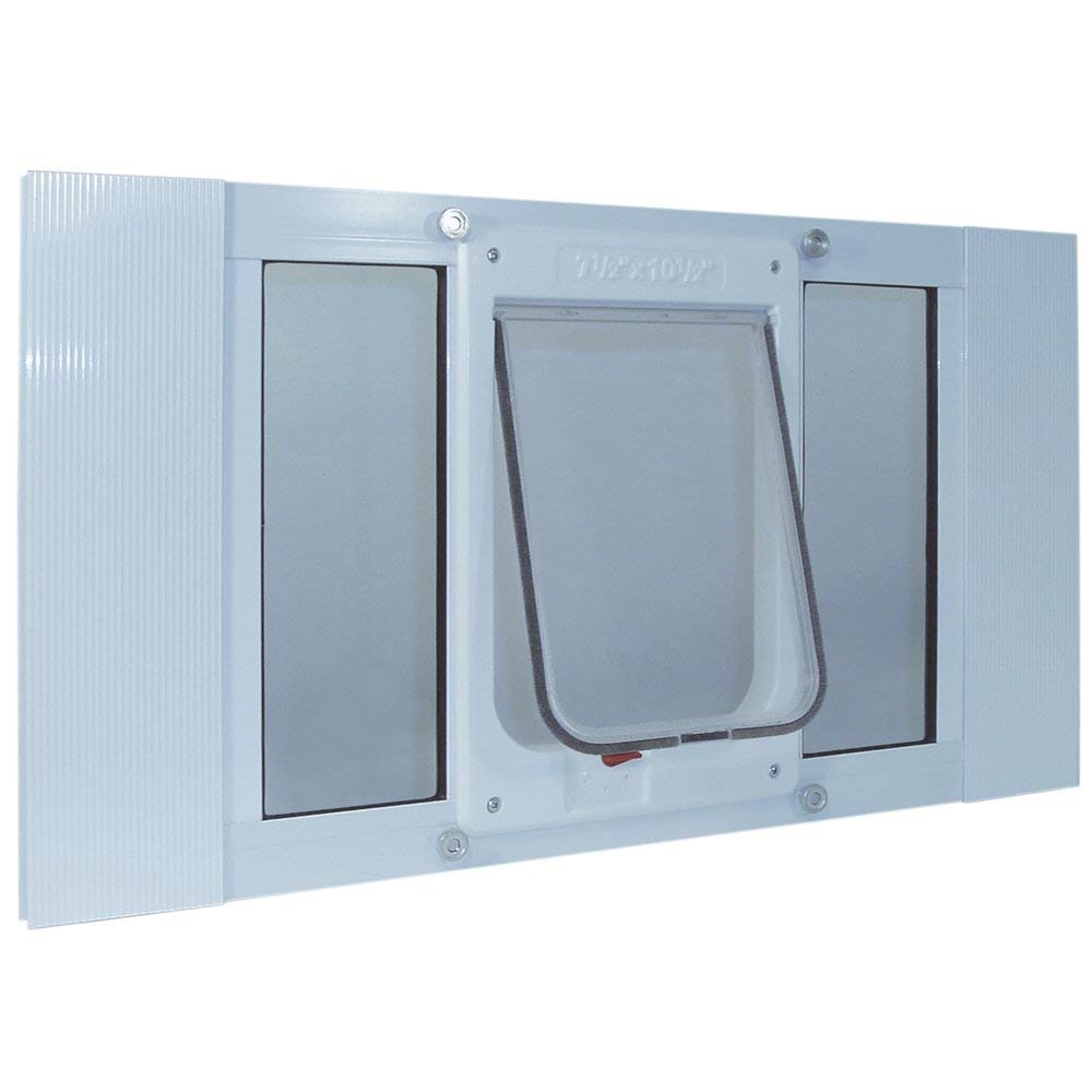 Ideal Pet Products Aluminum Sash Window Pet Door, Adjustable To Fit Window Widths From 23'' To 28'', Chubby Kat 7-1/2    X 10-1/