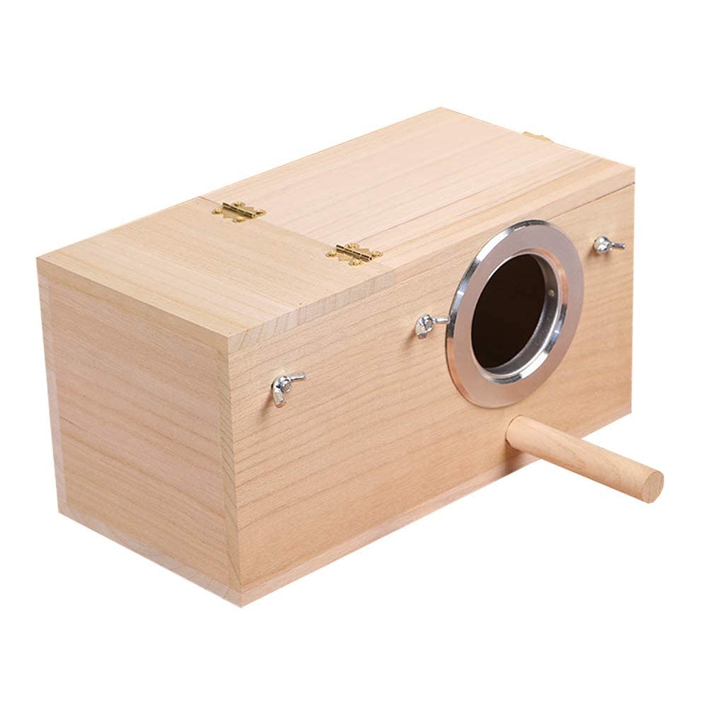 Yjjkj Wood Parakeet Nest Box Pet Bird House Parrot Breeding Mating Box Bird Cage Box For Lovebirds Cockatiel Parrotlets Budgerigar Parakeet (L)