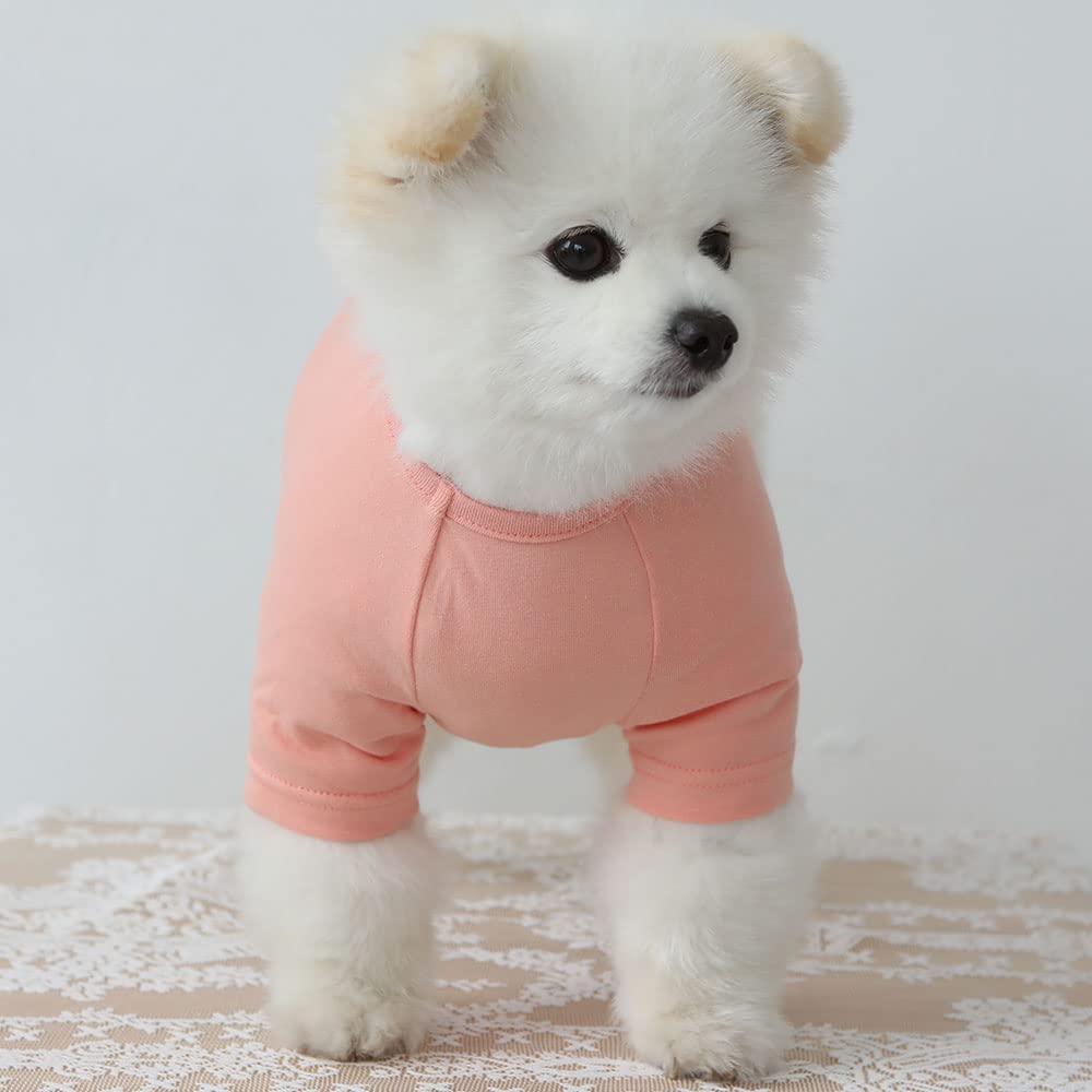 Lucky Petter Dog Shirt For Small Dogs Plain T-Shirts Soft Breathable Dog Cotton Shirt Pet Clothes (Medium, Peach)