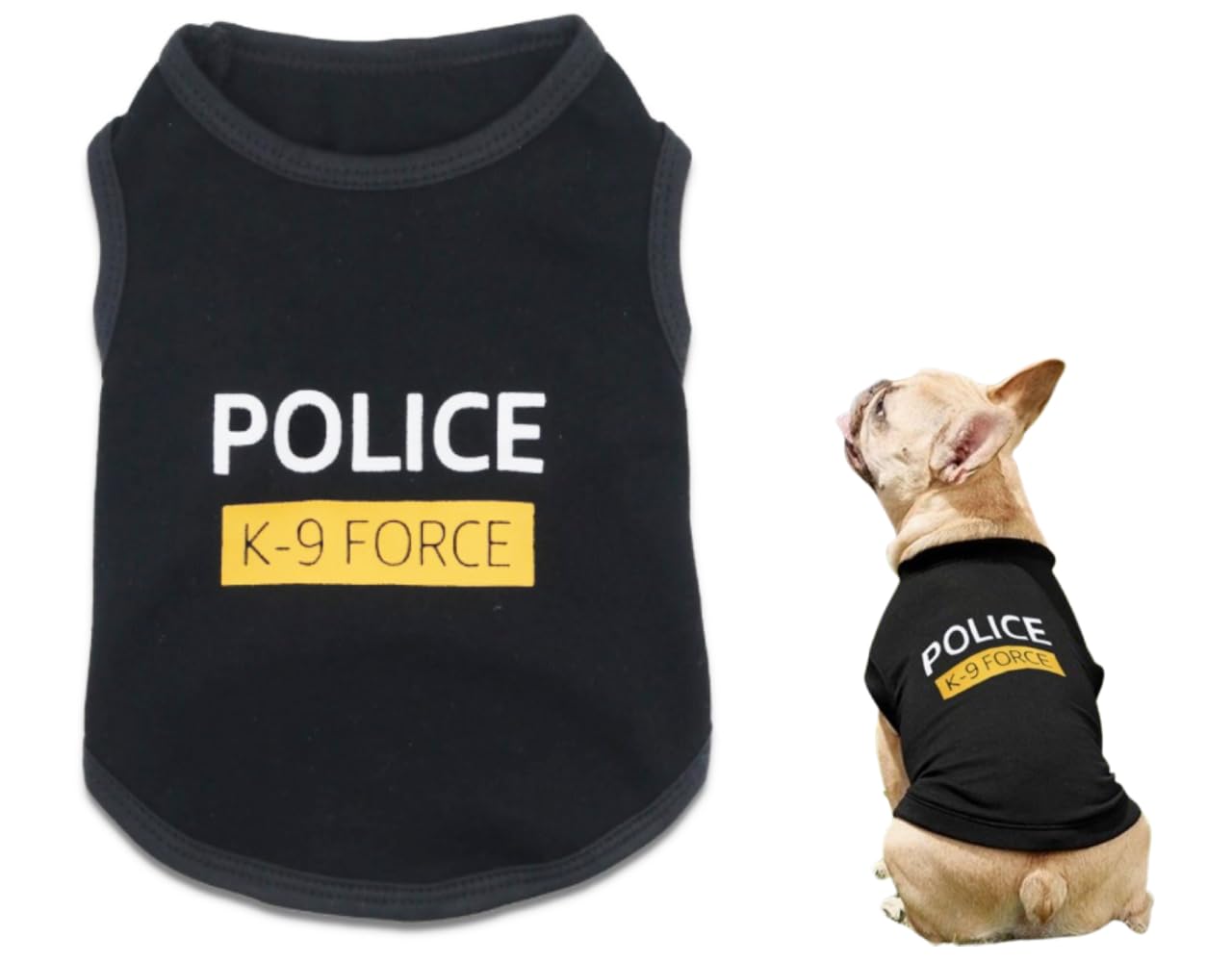 Cute Lighweight Cotton Police Dog T Shirt Small Medium Large Dogs Shirts With Police K9 Force Printed, Xl