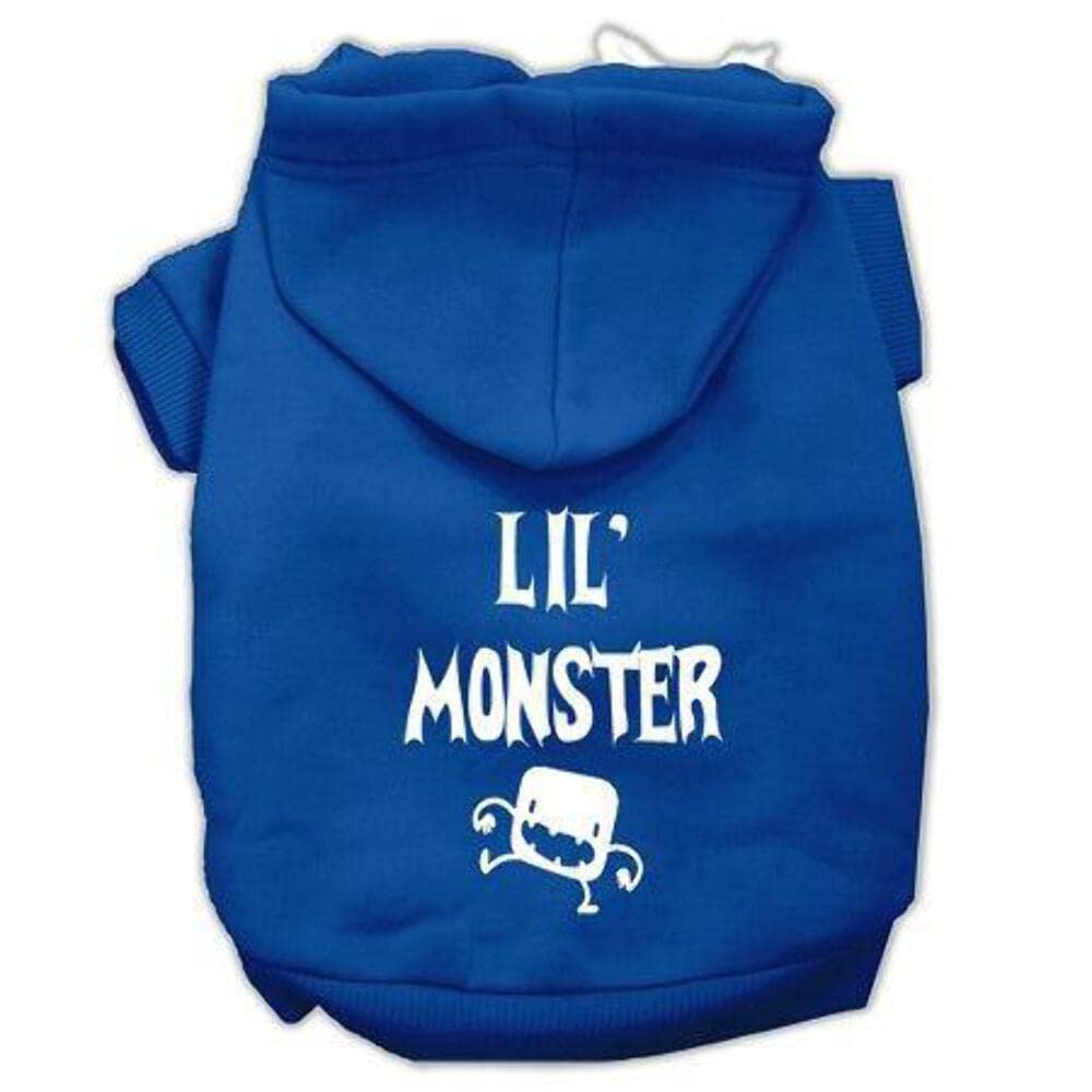 Mirage Pet Products 10&quot; Lil Monster Screen Print Pet Hoodie, Small, Grey