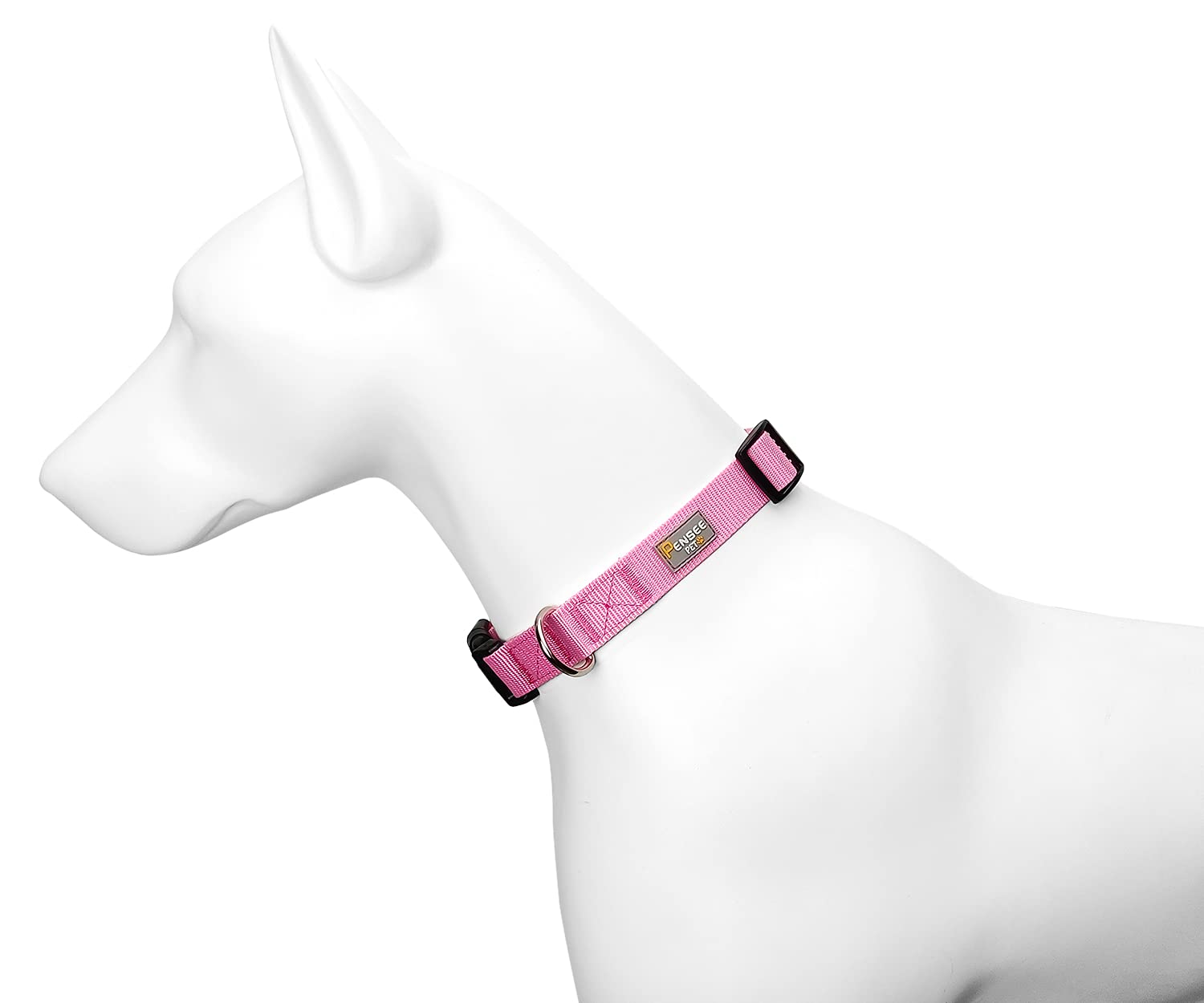 PENSEEPET Pink Dog Collar Basic Adjustable Dog Collars for Puppy Small Medium Large Dogs Girls with Breathable Quick Release Nyl