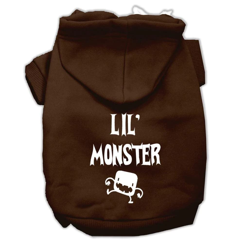 Mirage Pet Products 10&quot; Lil Monster Screen Print Pet Hoodie, Small, Grey