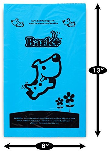 1200 Bark+ Dog Bags Poop Bag, 4 Pack, Blue Color, Large Size 8''X13'', Park Waste Station Refill Rolls, Hoa Pet Puppy Stands