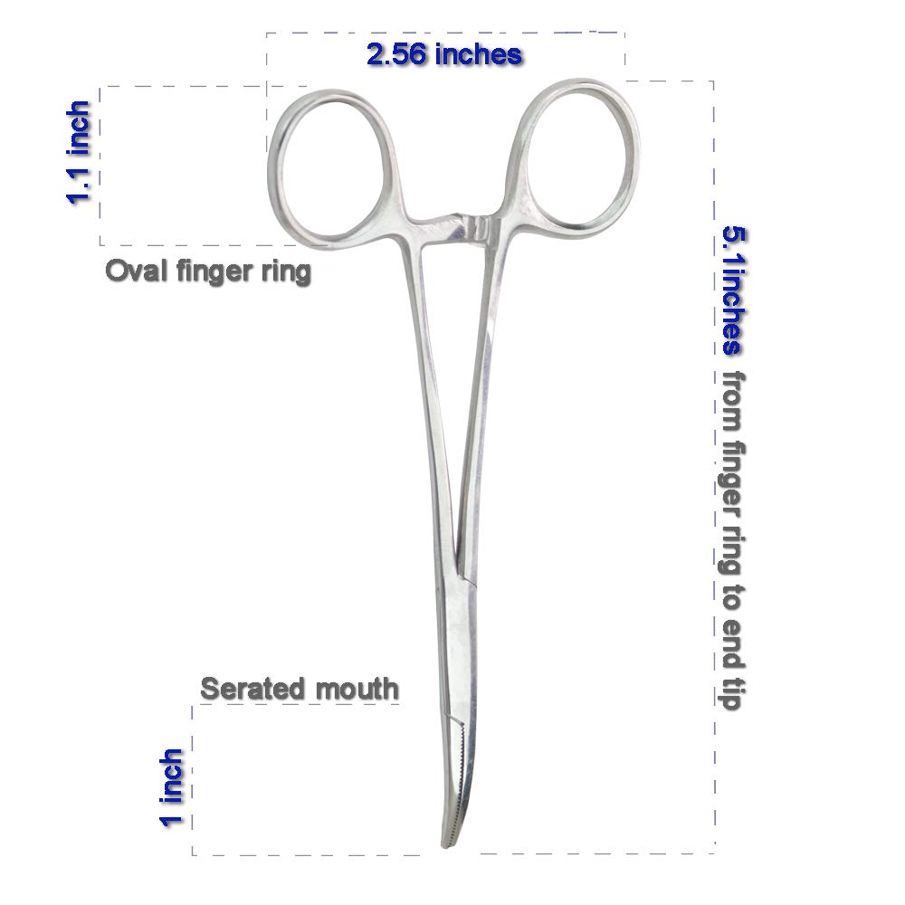 Chi-buy Pets ears/nose hair Puller Straight & Curved full serrated, stainless steel Home Hemostat Locking Forceps, Professional