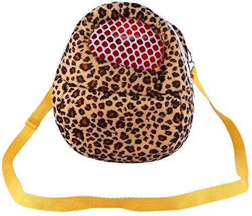 Three Size Small Pets Carrier Bag Hedgehog Hamster Mouse Outgoing Bags Leopard Portable Travel Backpack With S, Yellow-M