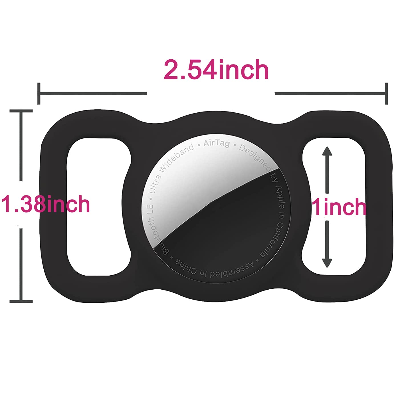 Air Tag Dog Collar Holder (2 Pack) Silicone Gps Tracker Case Anti-Lost Protective Air Tag Cat Collar Holder (2Xblack)