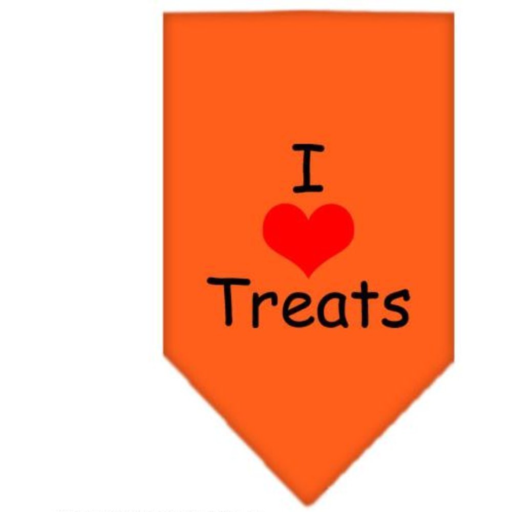 Mirage Pet Products I Heart Treats Screen Print Bandana for Pets, Small, Orange