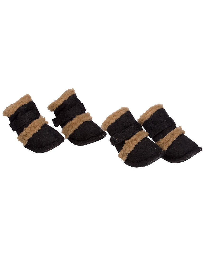 Pet Life Shearling Duggz Dog Shoes, Black/Beige, Medium