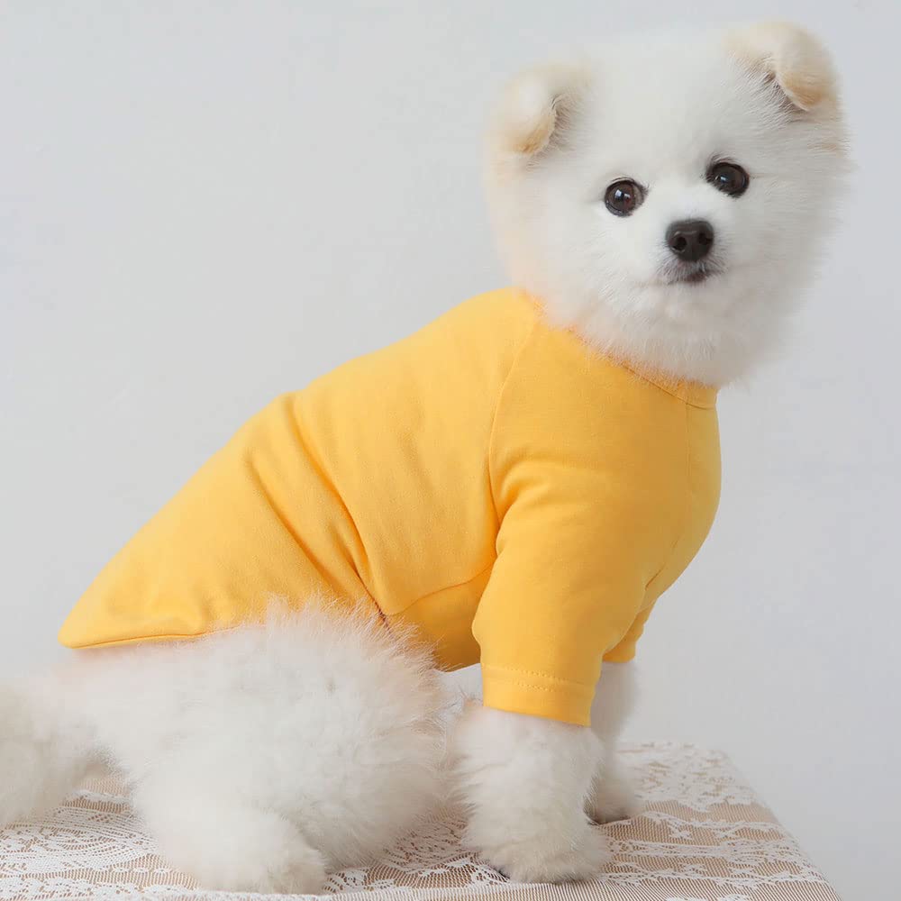 Lucky Petter Dog Shirt For Small Dogs Plain T-Shirts Soft Breathable Dog Cotton Shirt Pet Clothes (Small, Yellow)