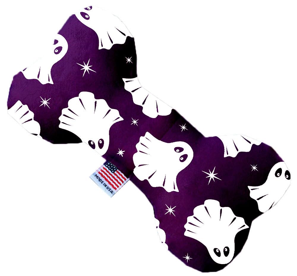 Halloween Pet & Dog Plush Heart or Bone Toy, &quot;Trick-Or-Treat Group&quot; (Available in different sizes, and 10 different patterns!) Ghosts On Purple 10&quot; Plush Bone