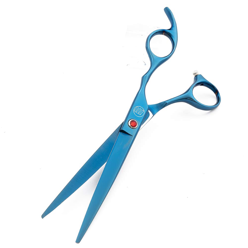 Moontay Professional 7.0' Dog Grooming Scissors Set, 4-Pieces Straight, Upward Curved, Downward Curved, Thinning/Blending Shears For Dog, Cat And Pets, Jp Stainless Steel, Blue